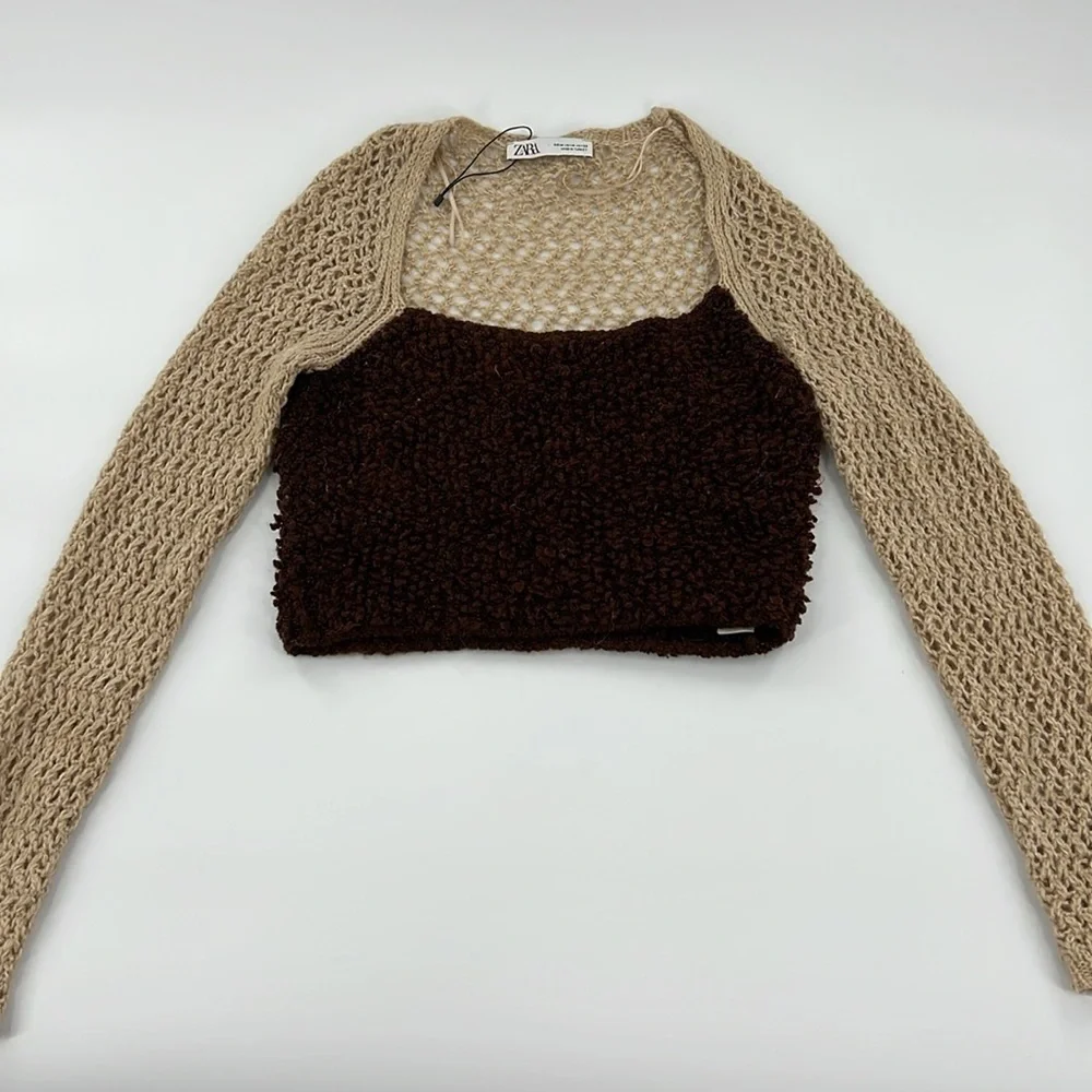Zara sweater crop knit wool blend dainty fairy ethereal natural grunge Sz M NWOT